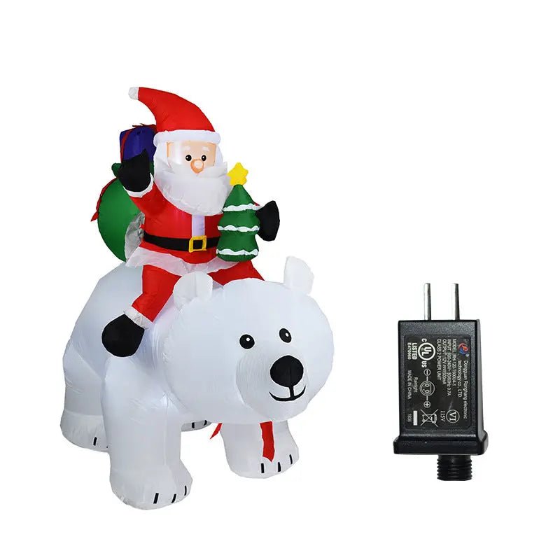Inflatable Santa Claus Riding Polar Bear 2M Christmas Inflatable Toy Doll Indoor Outdoor Garden Xmas Decoration - soilcommander