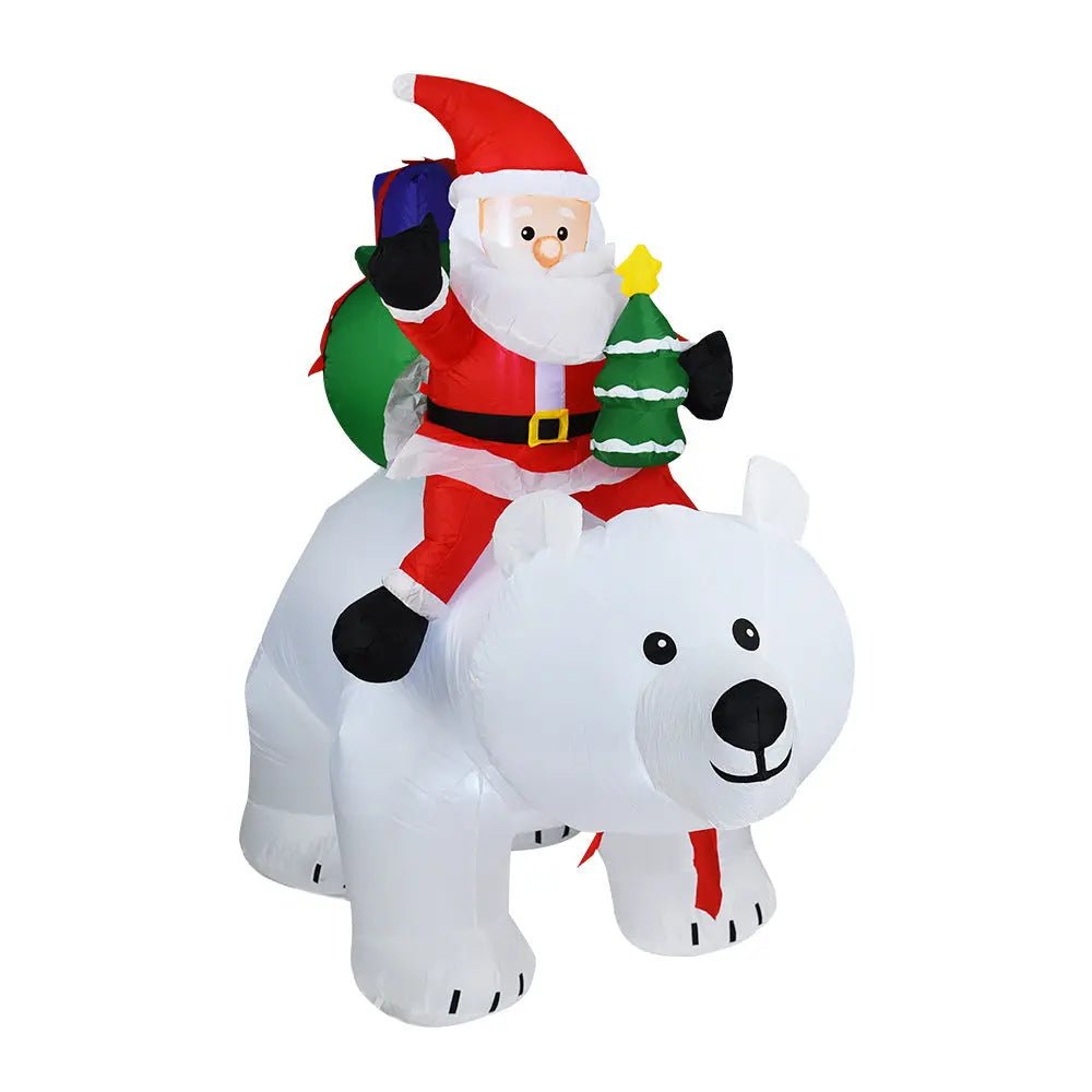 Inflatable Santa Claus Riding Polar Bear 2M Christmas Inflatable Toy Doll Indoor Outdoor Garden Xmas Decoration - soilcommander