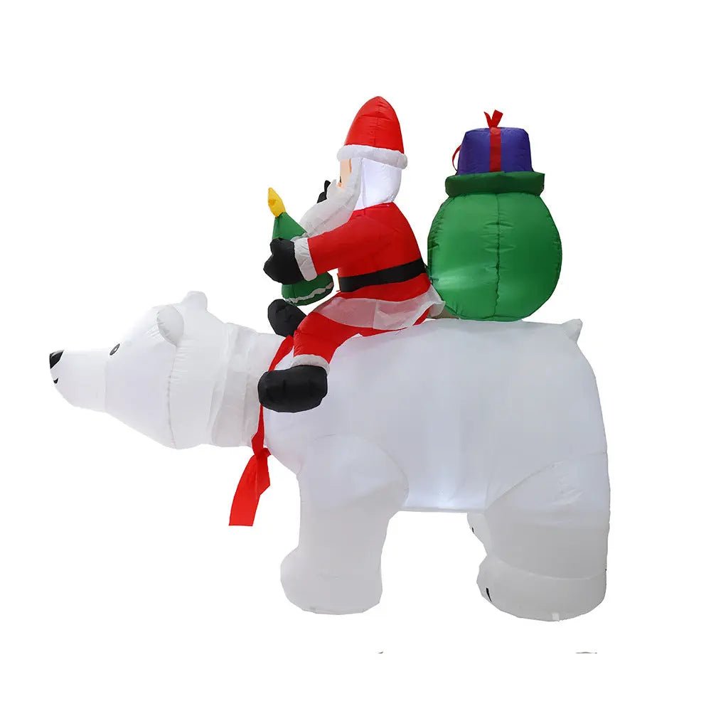 Inflatable Santa Claus Riding Polar Bear 2M Christmas Inflatable Toy Doll Indoor Outdoor Garden Xmas Decoration - soilcommander