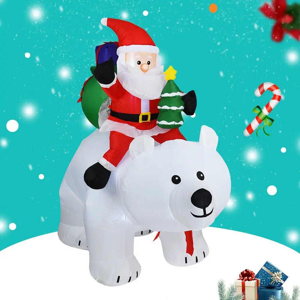 Inflatable Santa Claus Riding Polar Bear 2M Christmas Inflatable Toy Doll Indoor Outdoor Garden Xmas Decoration - soilcommander