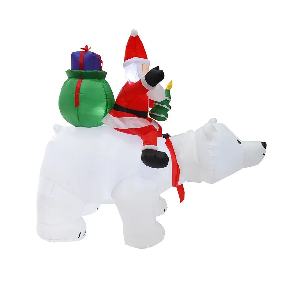Inflatable Santa Claus Riding Polar Bear 2M Christmas Inflatable Toy Doll Indoor Outdoor Garden Xmas Decoration - soilcommander