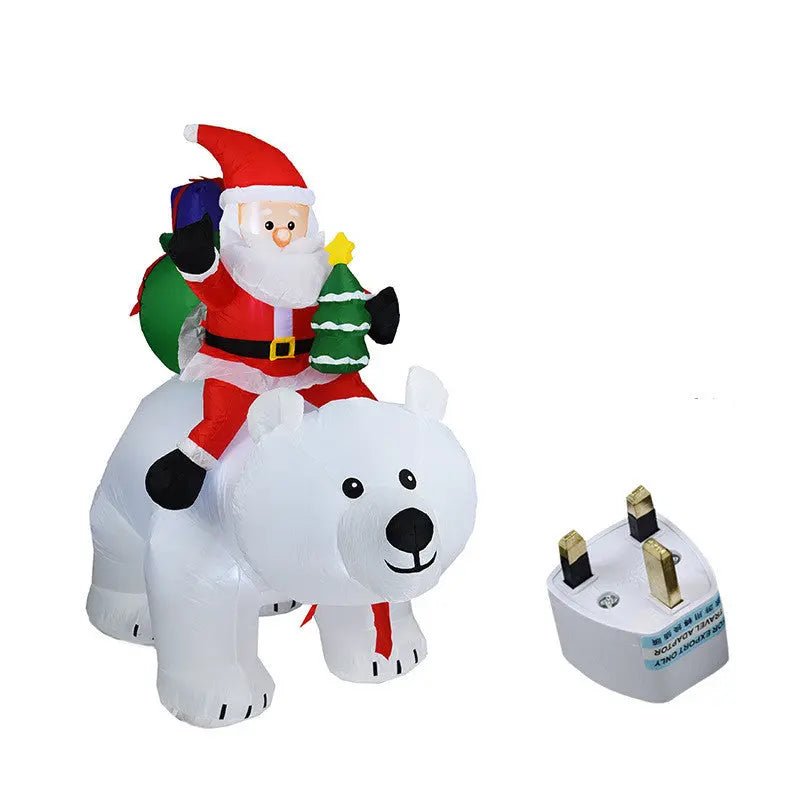 Inflatable Santa Claus Riding Polar Bear 2M Christmas Inflatable Toy Doll Indoor Outdoor Garden Xmas Decoration - soilcommander