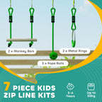 Kids Zip Line Kit - 7 - Piece Garden Slackline Course for Ages 3 - 6 - soilcommander