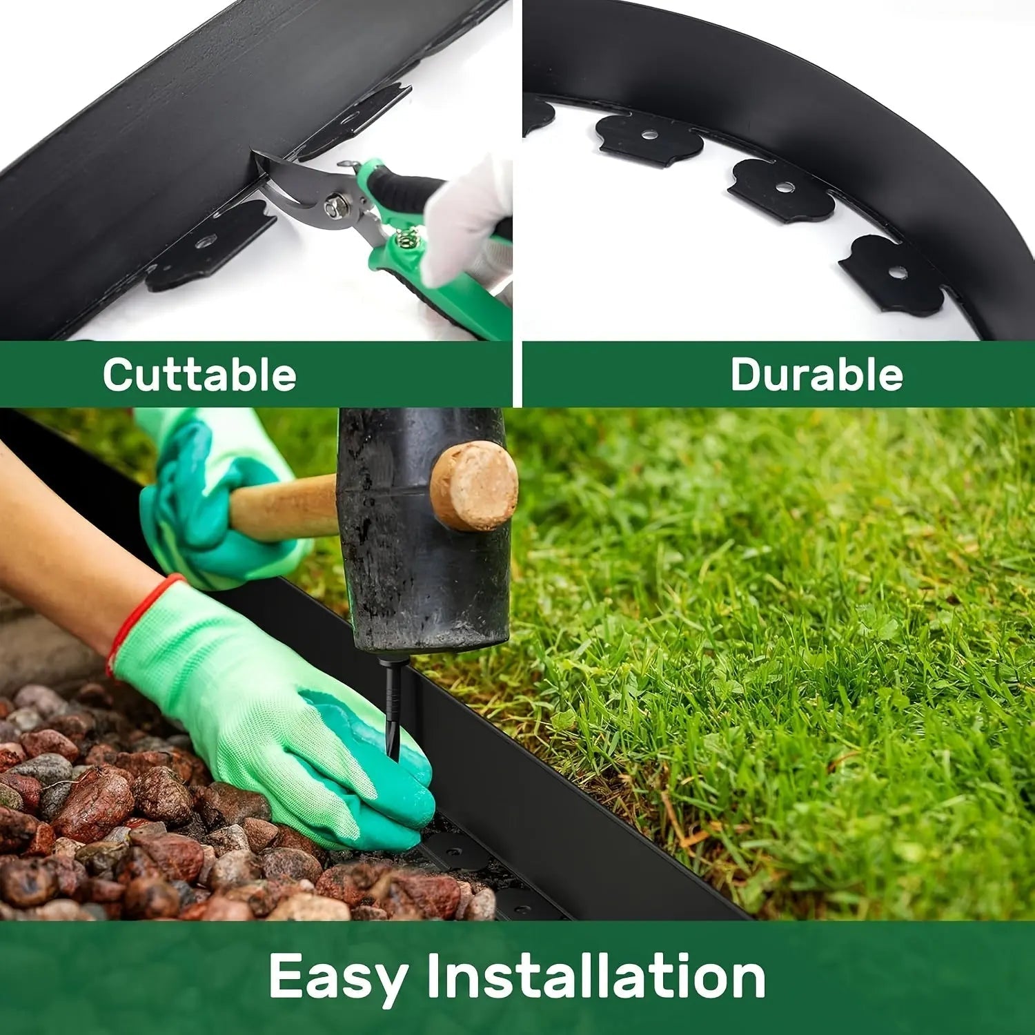 Landscape Edging Strips, With Anchored Tips, Unexcavated Garden Edging Kits, Plastic Flexible Garden Bed And Lawn Courtyard Paving Stone Pathways - SoilCommander