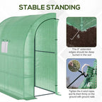 Lean To Greenhouse, Walk - In Green House, Plant Nursery With 2 Roll - up Doors And Windows, PE Cover And 3 Wire Shelves, Green - soilcommander