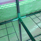 Lean To Greenhouse, Walk - In Green House, Plant Nursery With 2 Roll - up Doors And Windows, PE Cover And 3 Wire Shelves, Green - soilcommander