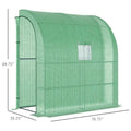 Lean To Greenhouse, Walk - In Green House, Plant Nursery With 2 Roll - up Doors And Windows, PE Cover And 3 Wire Shelves, Green - soilcommander