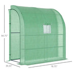 Lean To Greenhouse, Walk - In Green House, Plant Nursery With 2 Roll - up Doors And Windows, PE Cover And 3 Wire Shelves, Green - soilcommander
