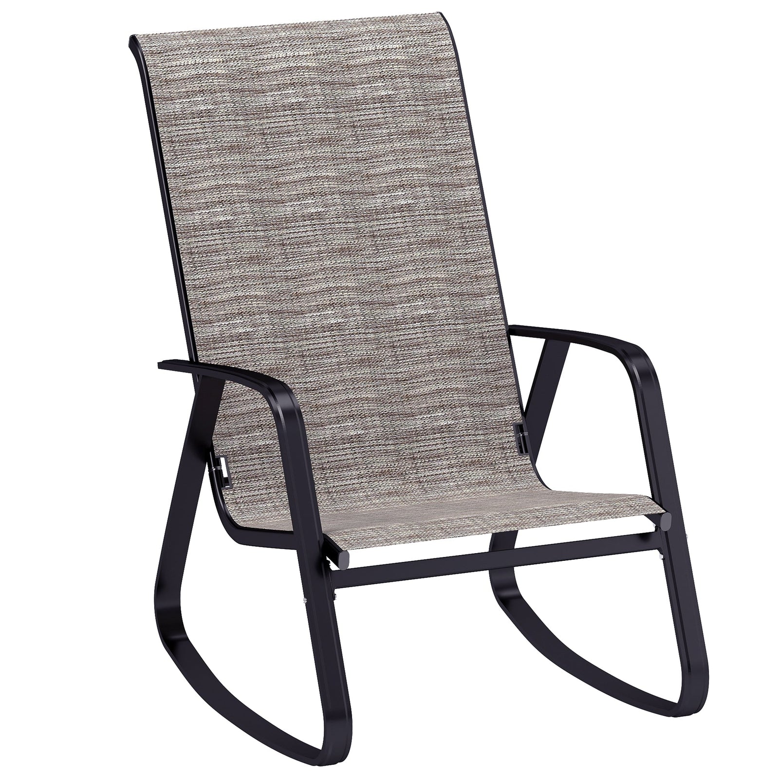 Light Brown Outdoor Rocking Chair with Breathable Mesh Seat - soilcommander
