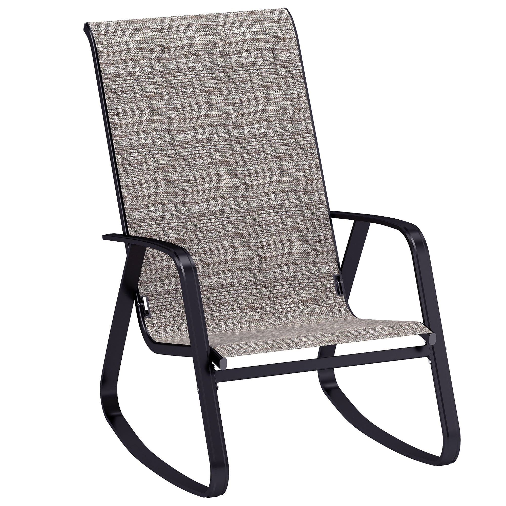 Light Brown Outdoor Rocking Chair with Breathable Mesh Seat - soilcommander