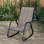 Light Brown Outdoor Rocking Chair with Breathable Mesh Seat - soilcommander