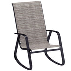 Light Brown Outdoor Rocking Chair with Breathable Mesh Seat - soilcommander