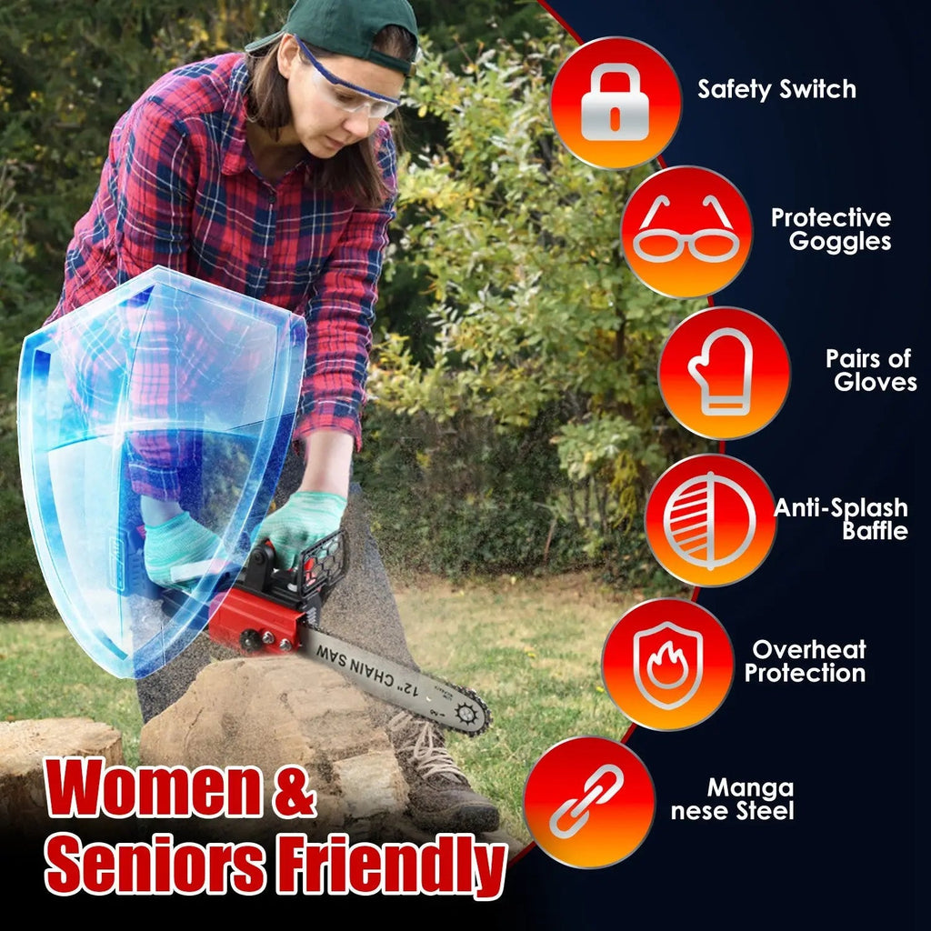 Lightweight Cordless Chainsaw Kit with Dual Batteries & Auto Oiler - soilcommander