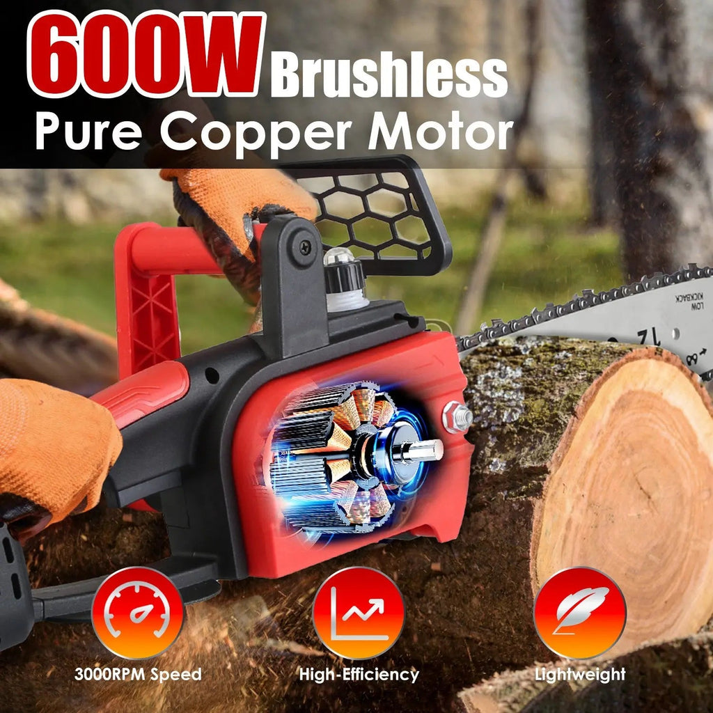 Lightweight Cordless Chainsaw Kit with Dual Batteries & Auto Oiler - soilcommander