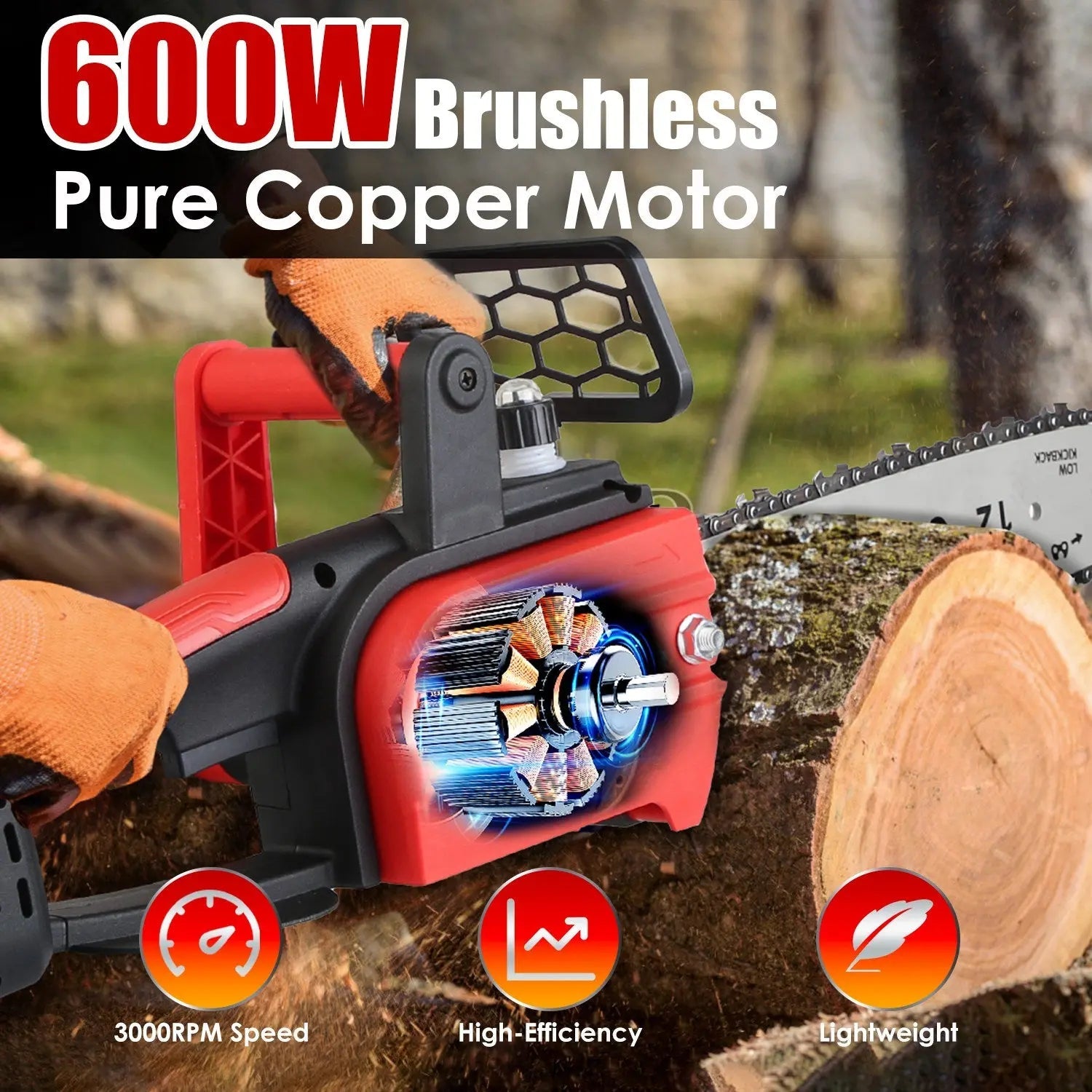 Lightweight Cordless Chainsaw Kit with Dual Batteries & Auto Oiler - soilcommander