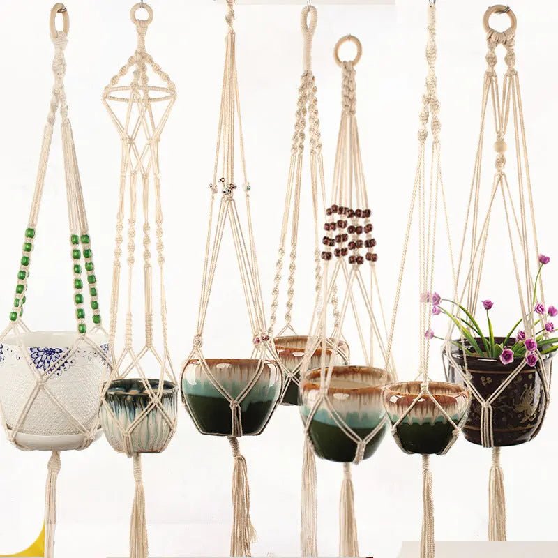 Macrame Plant Hanger – Boho Cotton Rope Hanging Planter - soilcommander