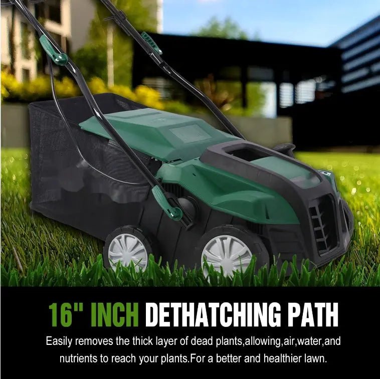 Metal Manual Garden Mower and Dethatcher Scarifier With Removable Collection Bag - SoilCommander