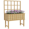 Natural Wood Raised Planter Box with Trellis - soilcommander