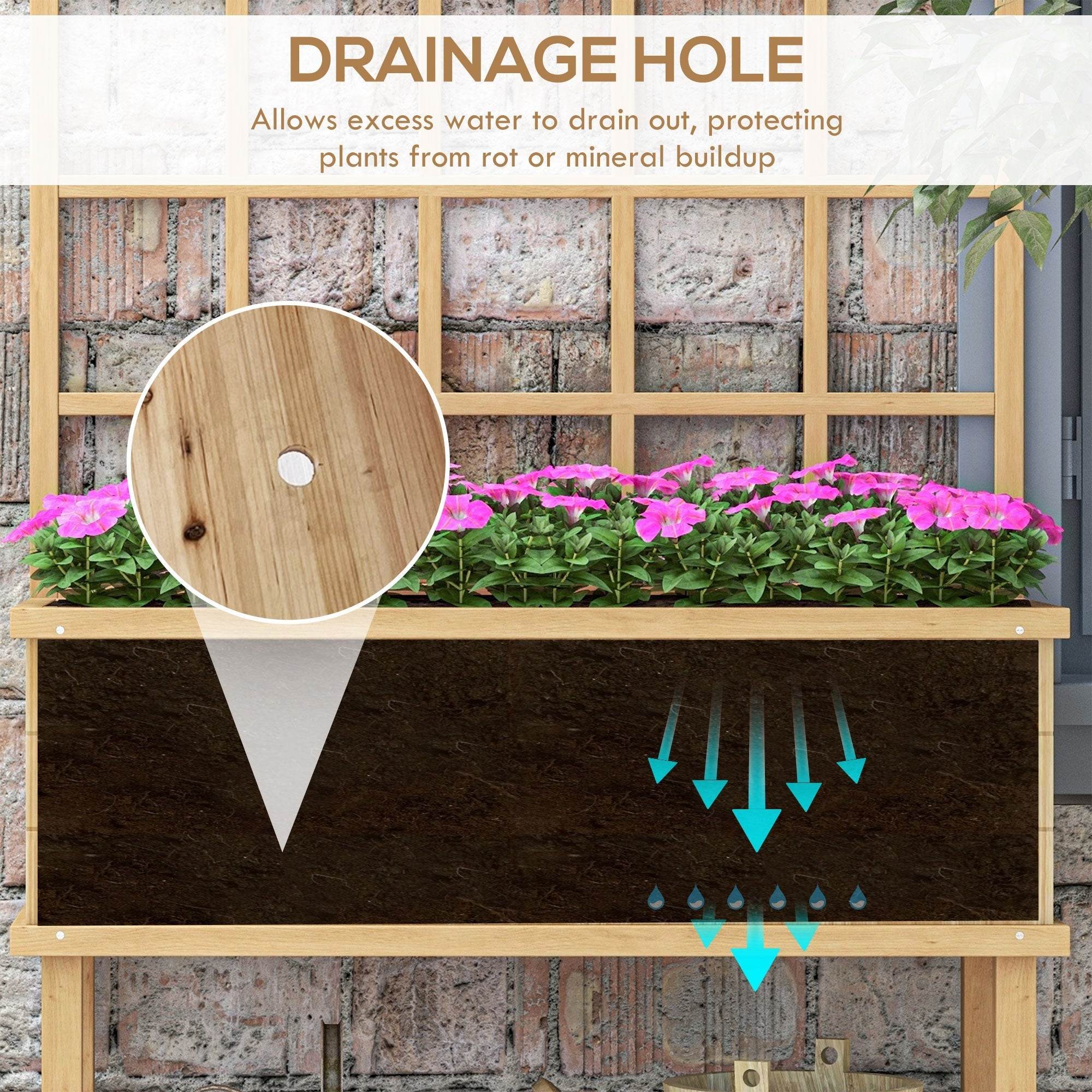 Natural Wood Raised Planter Box with Trellis - soilcommander
