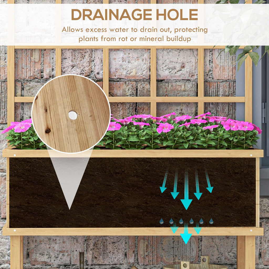 Natural Wood Raised Planter Box with Trellis - soilcommander