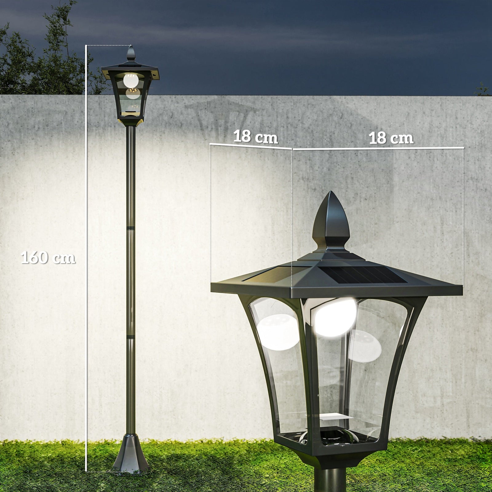 Outdoor Solar Post Lamp Sensor Dimmable LED Lantern 1.6M Tall - soilcommander