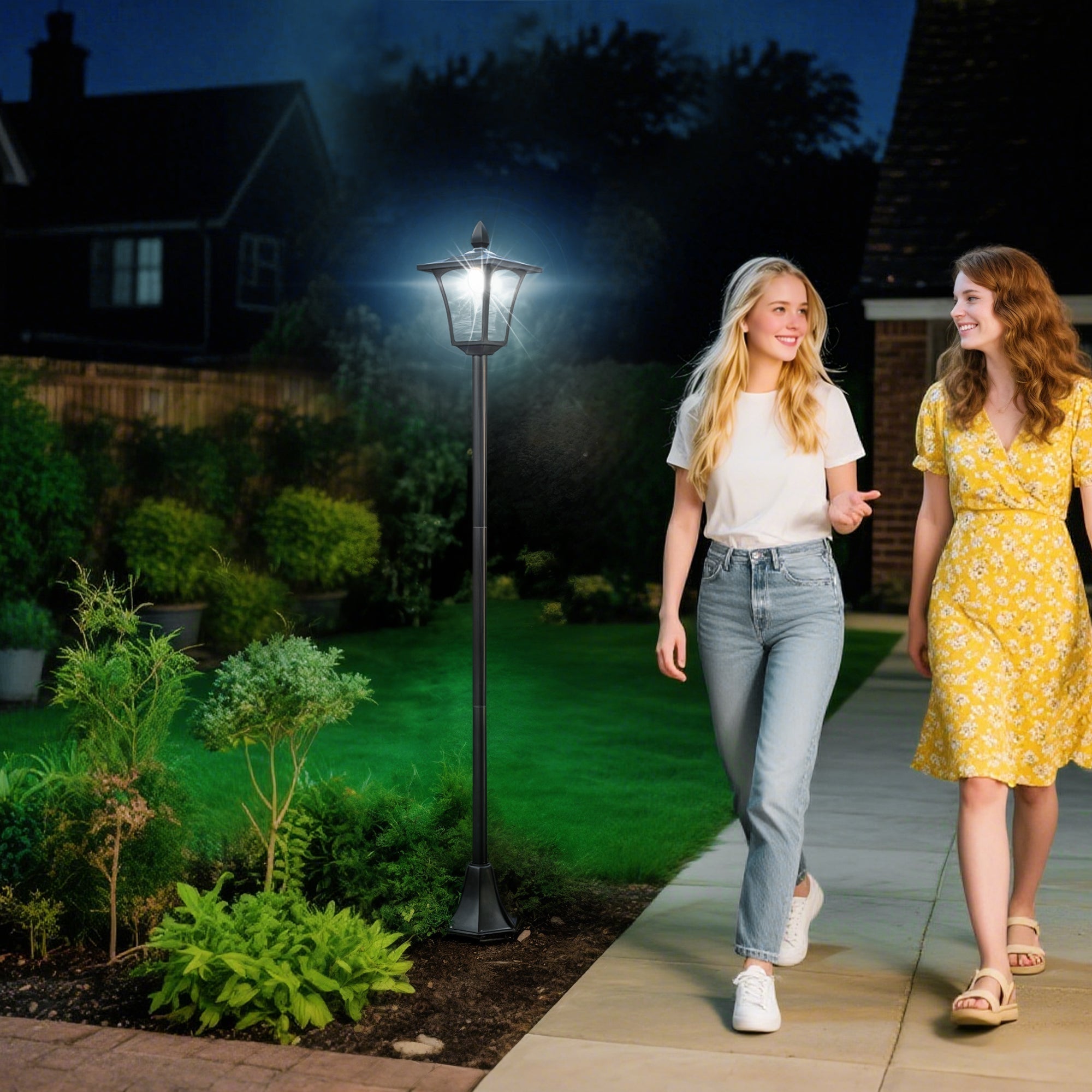 Outdoor Solar Post Lamp Sensor Dimmable LED Lantern 1.6M Tall - soilcommander