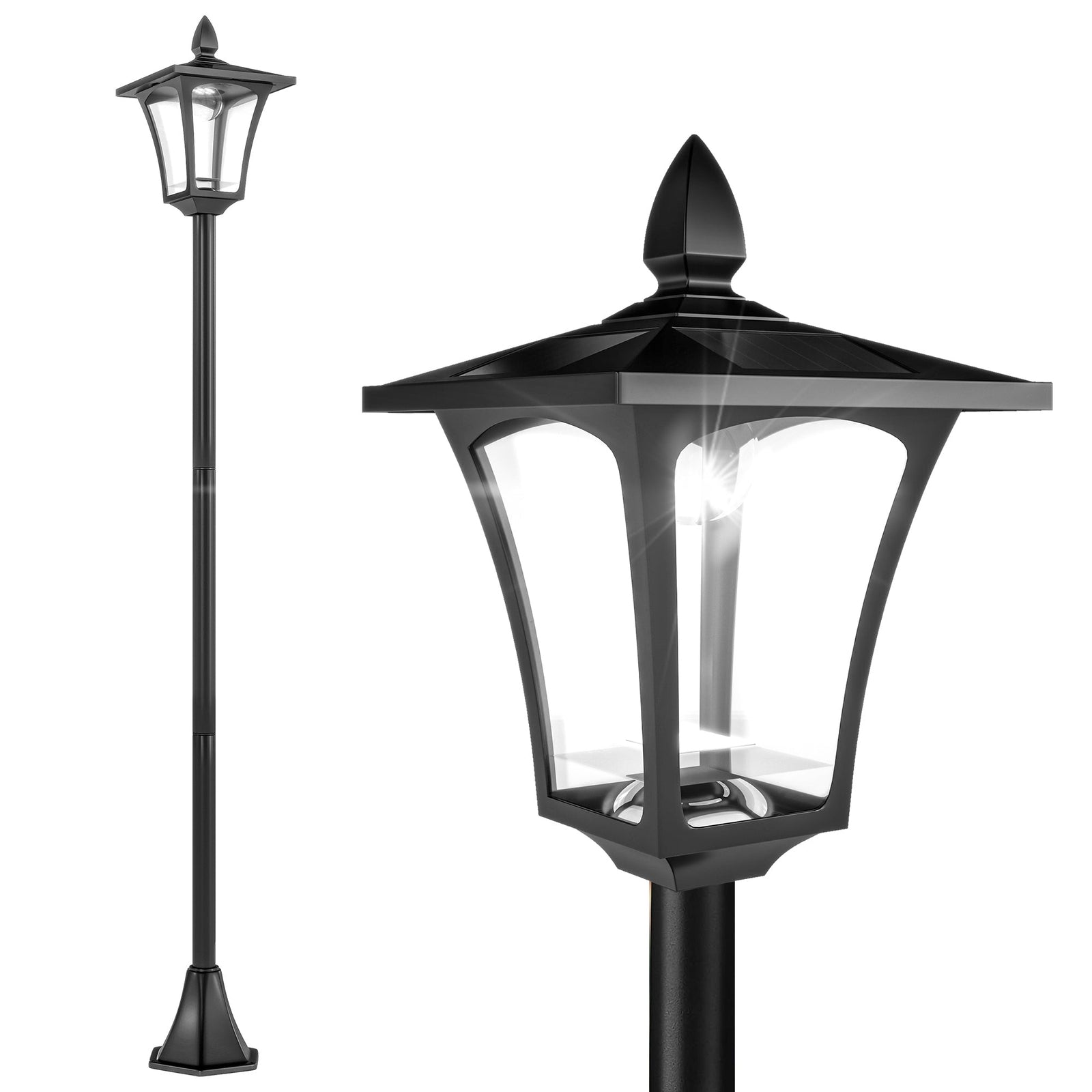 Outdoor Solar Post Lamp Sensor Dimmable LED Lantern 1.6M Tall - soilcommander
