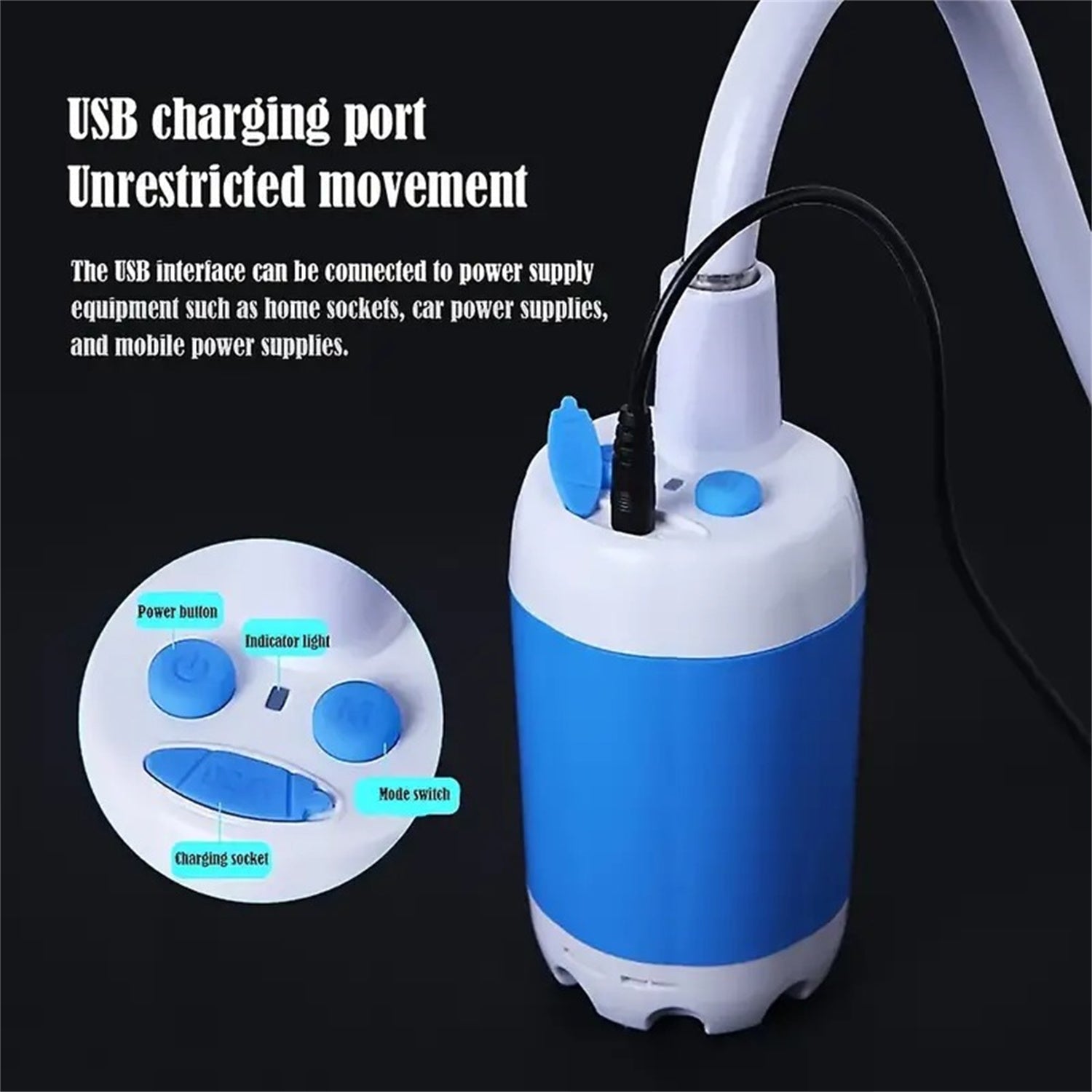 Portable Electric Camping Shower 5000mAh - soilcommander