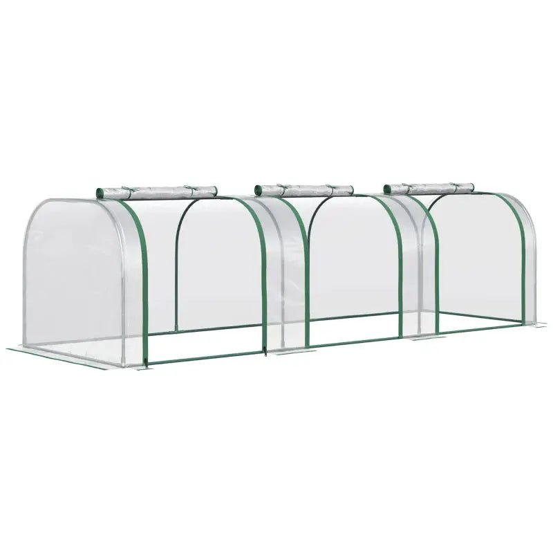 Portable Tunneled Greenhouse With 3 Zippered Doors, WaterUV Fighting PVC Cover - soilcommander