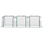 Portable Tunneled Greenhouse With 3 Zippered Doors, WaterUV Fighting PVC Cover - soilcommander