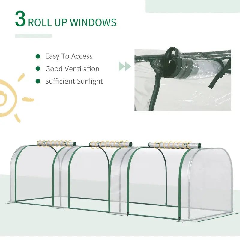 Portable Tunneled Greenhouse With 3 Zippered Doors, WaterUV Fighting PVC Cover - soilcommander