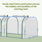 Portable Tunneled Greenhouse With 3 Zippered Doors, WaterUV Fighting PVC Cover - soilcommander
