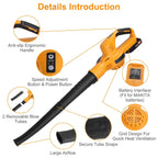 Powerful 2 - Speed Cordless Electric Leaf Blower with Dual Batteries and Charger - soilcommander