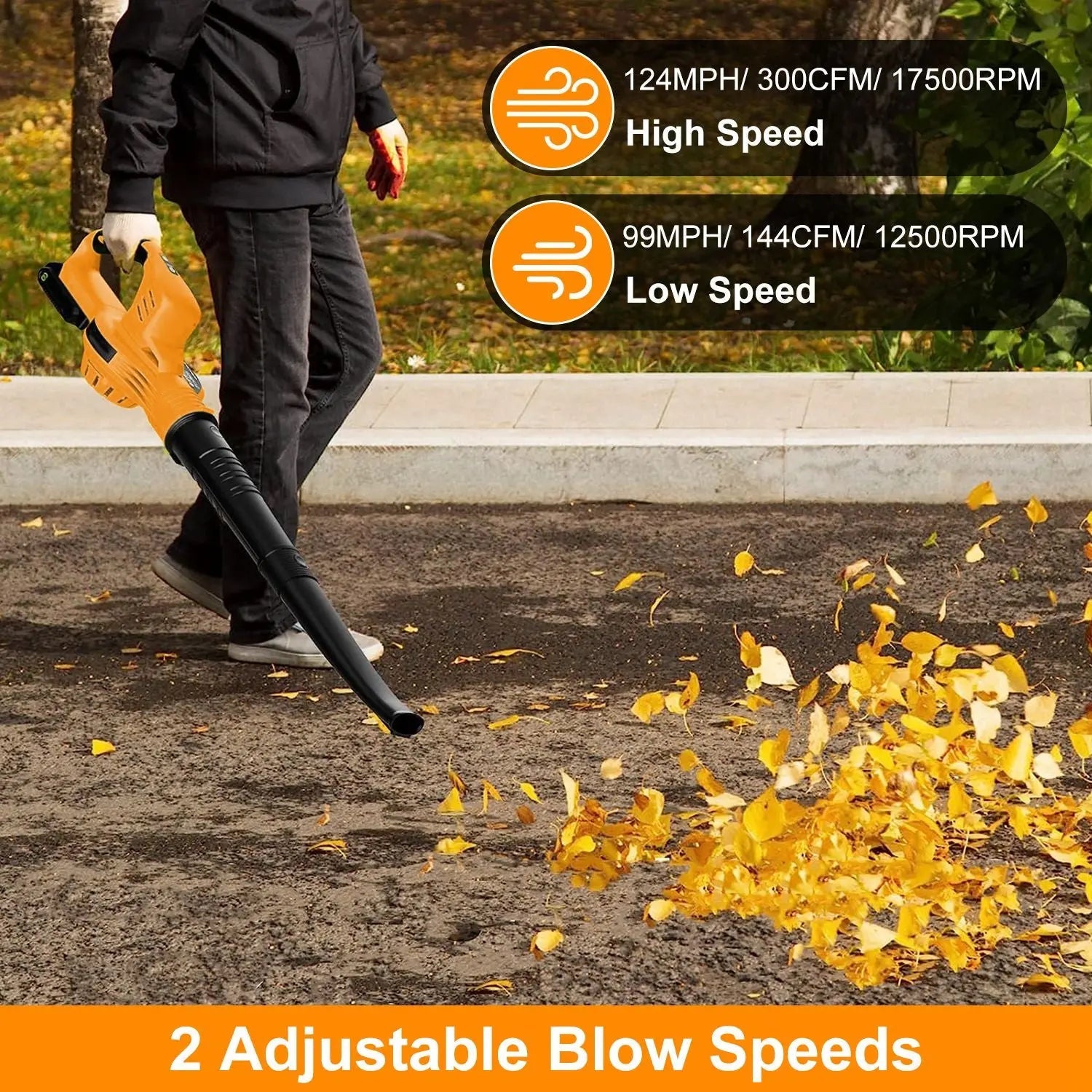 Powerful 2 - Speed Cordless Electric Leaf Blower with Dual Batteries and Charger - soilcommander