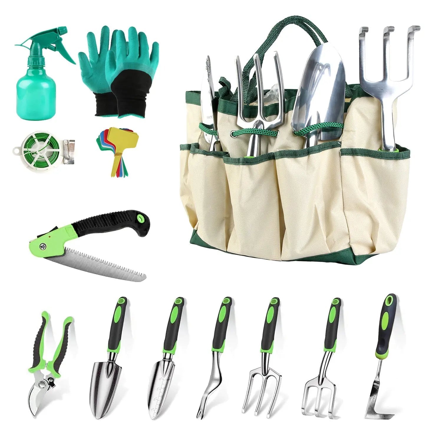 Premium 13 - Piece Heavy - Duty Aluminum Alloy Gardening Tool Set With Bag - soilcommander