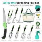 Premium 13 - Piece Heavy - Duty Aluminum Alloy Gardening Tool Set With Bag - soilcommander