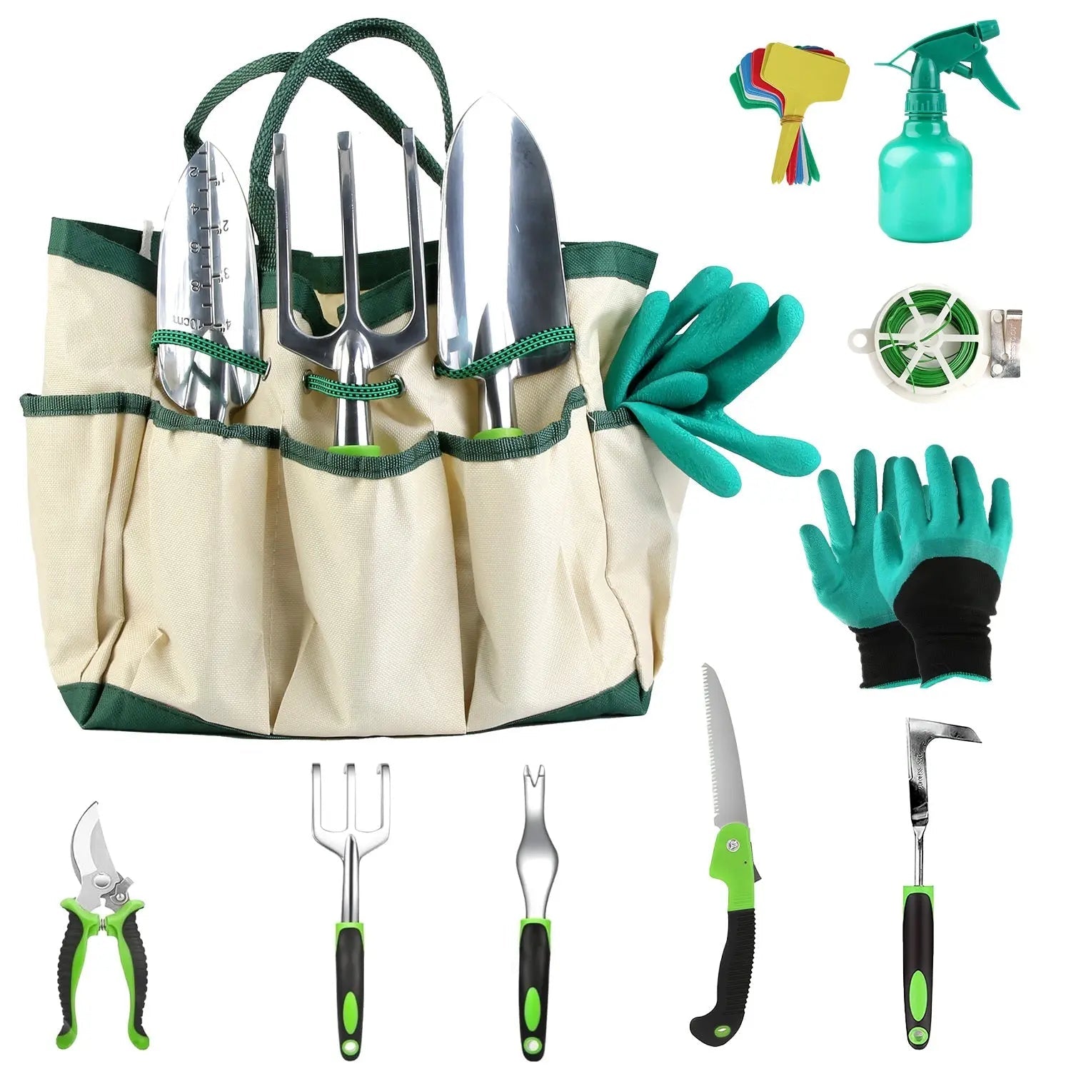 Premium 13 - Piece Heavy - Duty Aluminum Alloy Gardening Tool Set With Bag - soilcommander