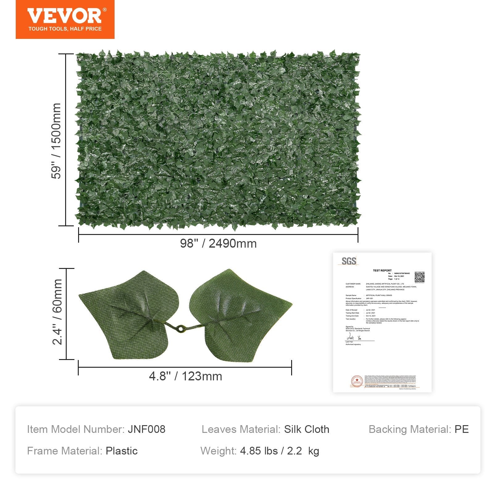 Premium Artificial Ivy Privacy Fence Panel - 1.5m x 2.5m - soilcommander