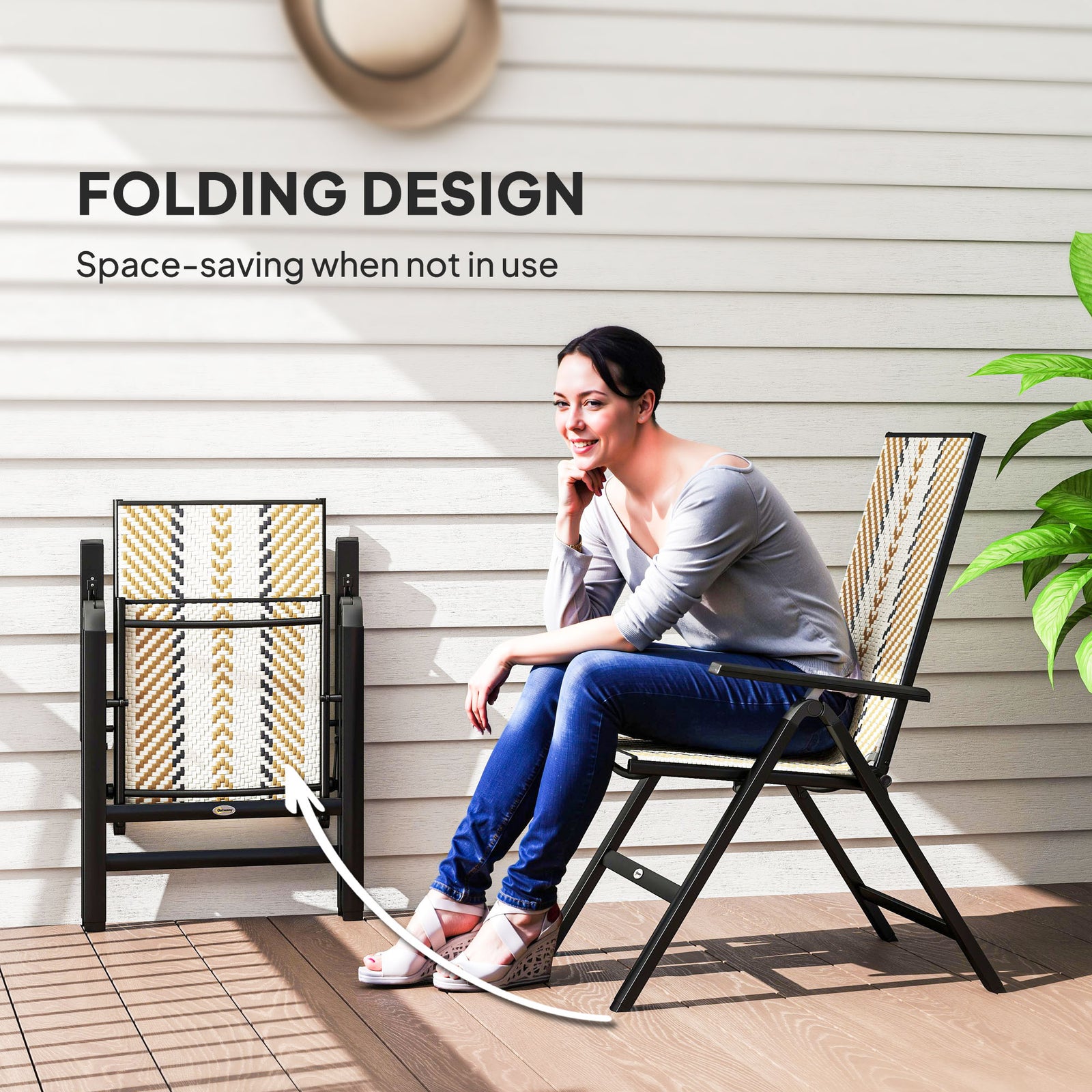 Rattan Reclining Garden Chairs - Orange - soilcommander