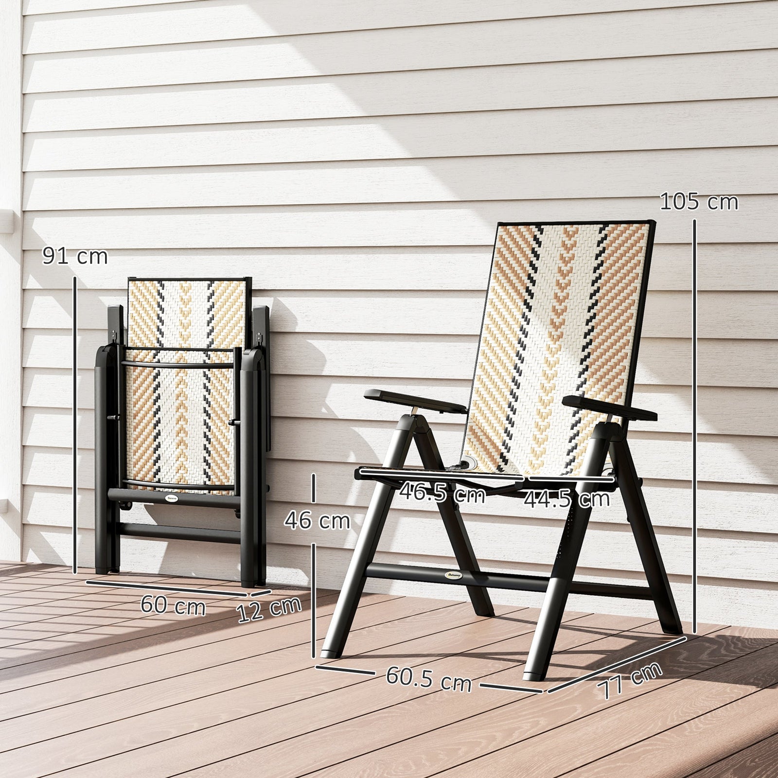 Rattan Reclining Garden Chairs - Orange - soilcommander