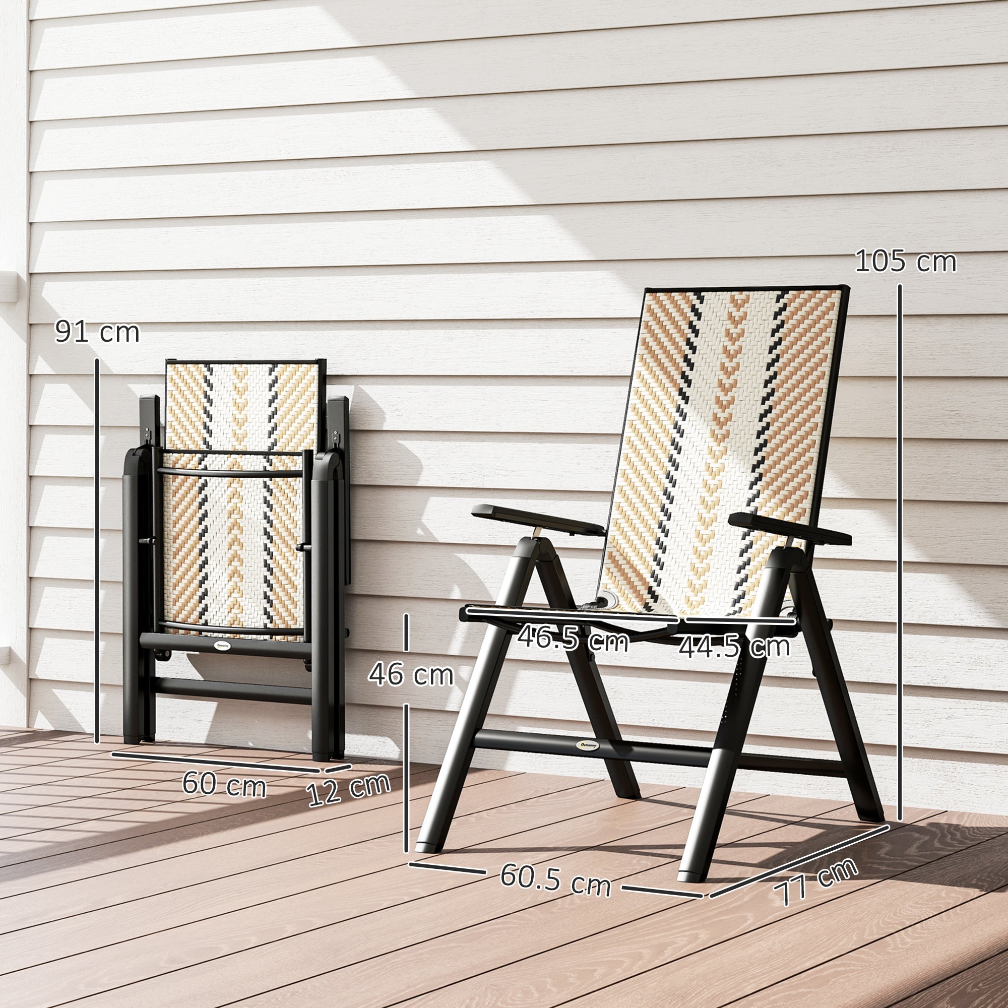 Rattan Reclining Garden Chairs - Orange - soilcommander