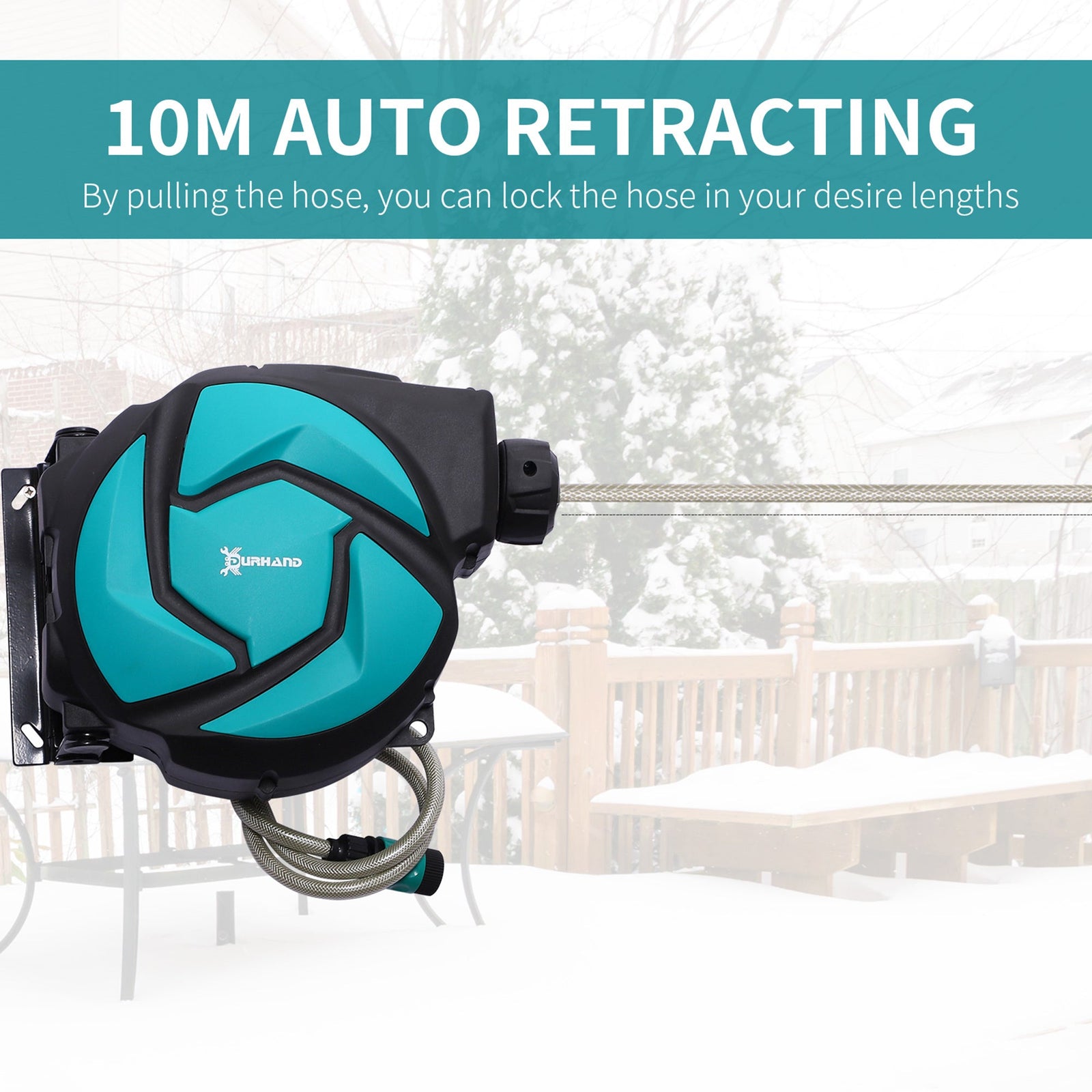 Retractable Garden Hose Reel – 10m Wall Mounted Auto Rewind - soilcommander