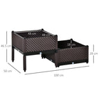 Self - Watering Raised Garden Bed Set of 2 | Brown Patio Planters - soilcommander