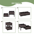 Self - Watering Raised Garden Bed Set of 2 | Brown Patio Planters - soilcommander