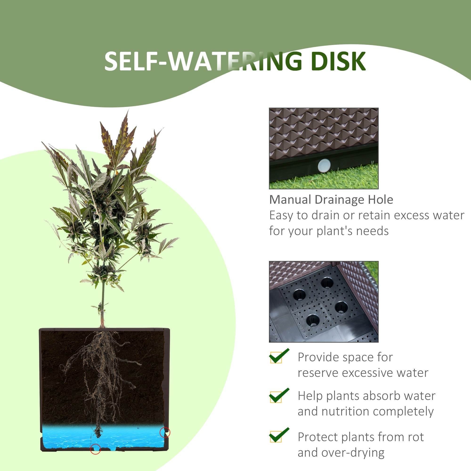 Self - Watering Raised Garden Bed Set of 2 | Brown Patio Planters - soilcommander