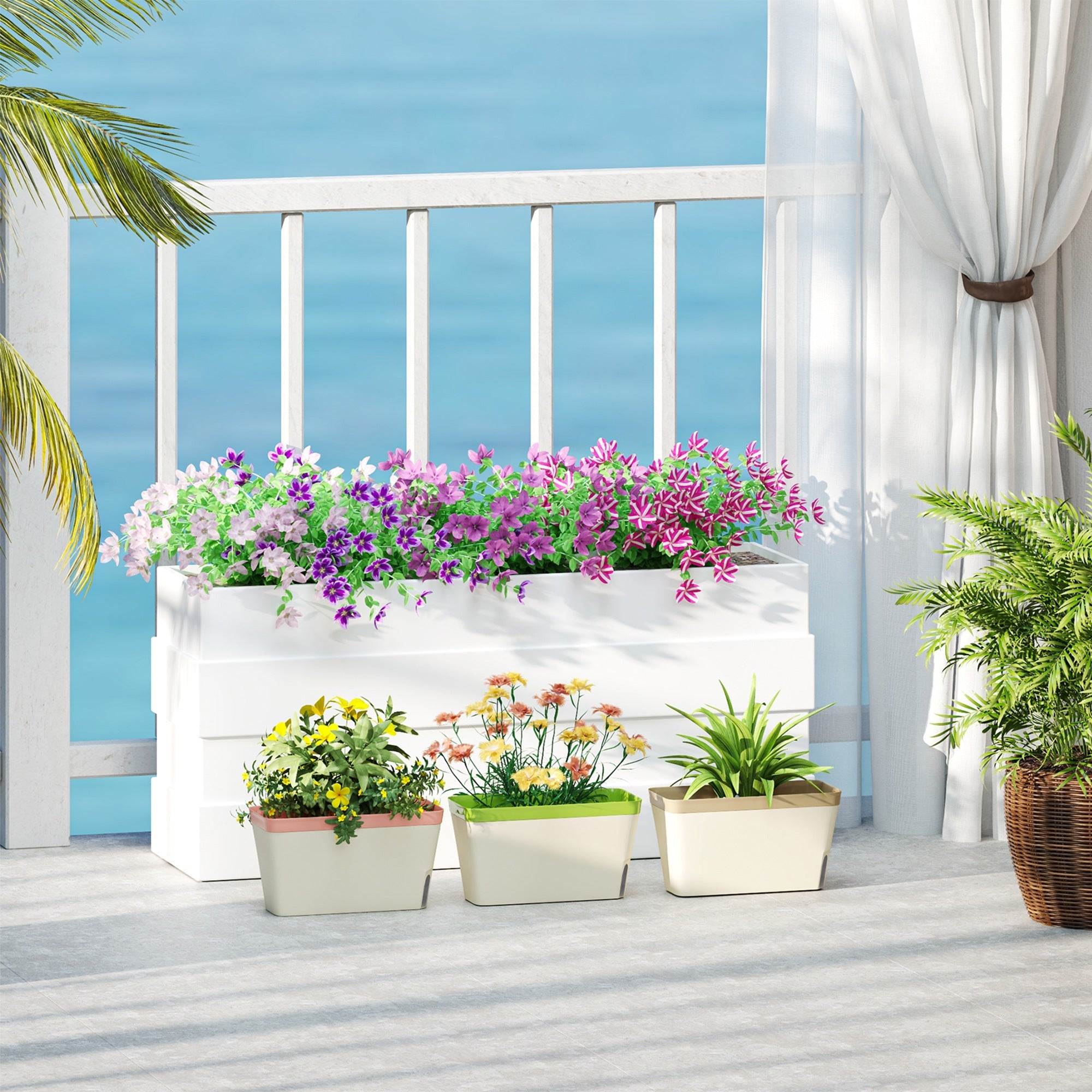 Set of 3 Rectangular Self - Watering Window Box Planters - soilcommander