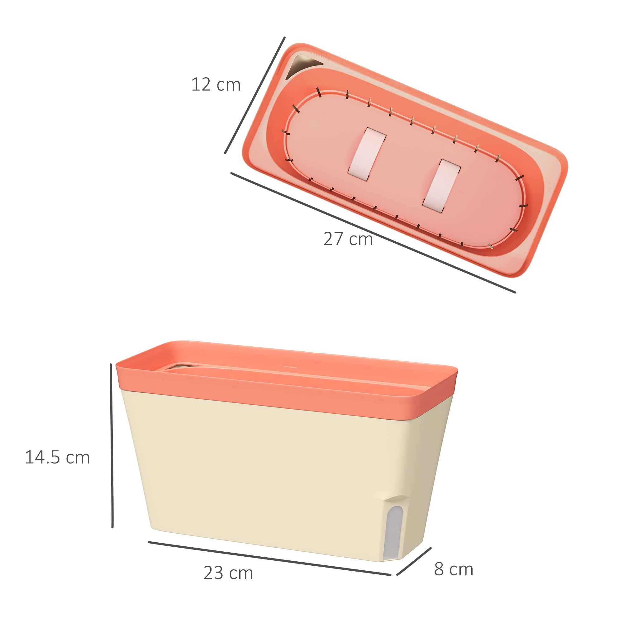 Set of 3 Rectangular Self - Watering Window Box Planters - soilcommander