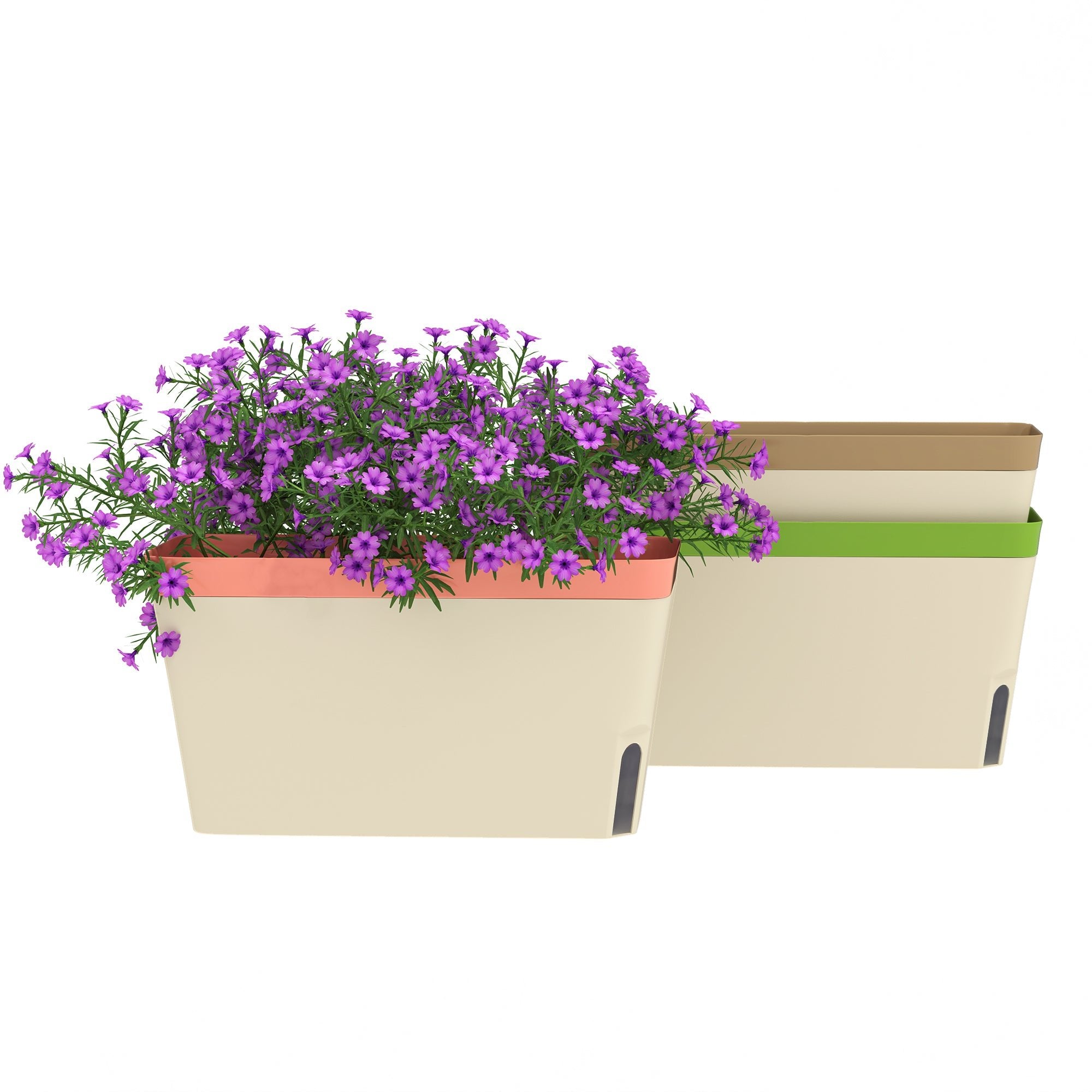 Set of 3 Rectangular Self - Watering Window Box Planters - soilcommander