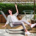 Set of Two Rocking Garden Chairs – Grey Outdoor Patio Seating - soilcommander