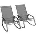 Set of Two Rocking Garden Chairs – Grey Outdoor Patio Seating - soilcommander